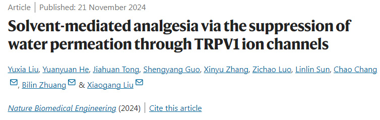 通過抑制TRPV1離子通道的水滲透進行溶劑介導的鎮痛 通過抑制TRPV1離子通道的水滲透進行溶劑介導的鎮痛